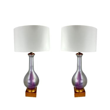 #1634 Pair of Iridescent Fredrick Cooper Lamps