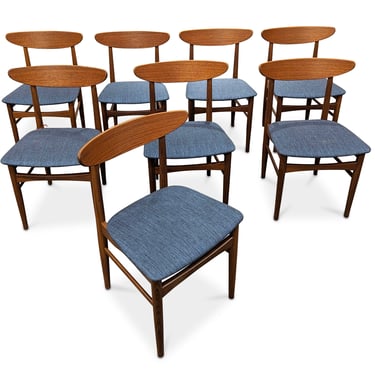 8 Blue Teak Skovby Chairs - 032443B