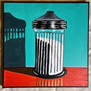 Pop Art Painting on Canvas titled Sugar Shaker, 12 x 12, by NYC Artist Robert Box, former member of the 80s band The Shirts 