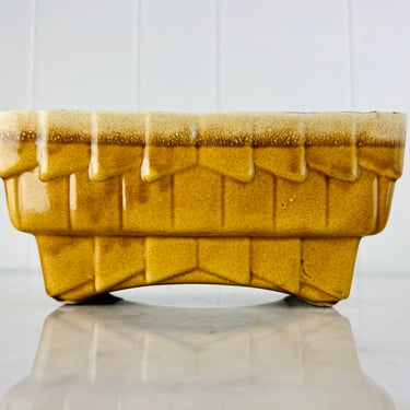 Cookson Pottery (USA) Ceramic Planter, Art Deco Vintage Plant Pot, Gold Yellow Drip Glaze, Roseville art pottery, Mid century, gift for her 