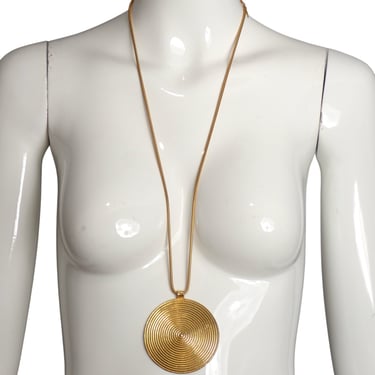 YVES SAINT LAURENT- 1970s Spiral Metal Medallion Pendant Necklace