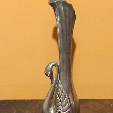 Vintage ONEIDA Silverplate Swan Bud Vase Home Decor 7" 