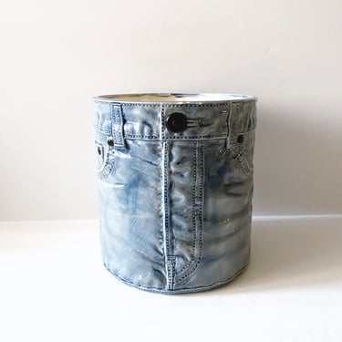 Blue Jeans Ceramic Wastebasket or Planter 