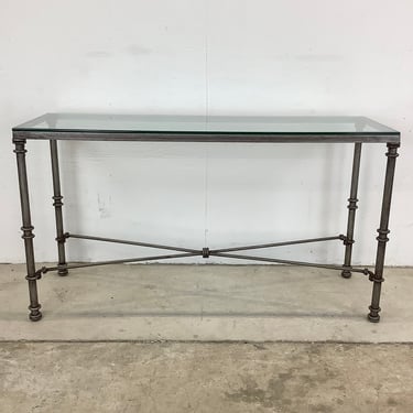 Modern Iron and Glass Console Table or Sofa Table 