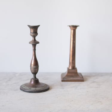 Eclectic Pair of 18th Century Candlesticks