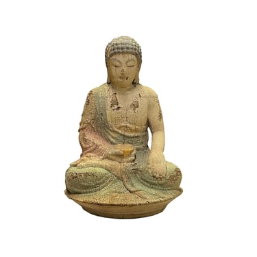 Rustic Wood Sitting Gautama Amitabha Shakyamuni Buddha Statue ws2708E 