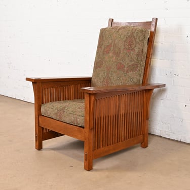 Stickley Mission Oak Arts & Crafts Spindle Reclining Morris Lounge Chair