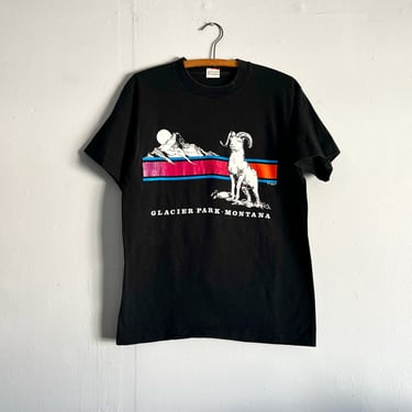 Vintage 80s Glacier National Park Nature Print T Shirt Size M 