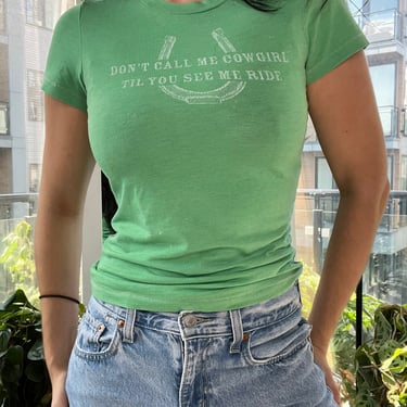 Vintage Green Cowgirl Baby Tee by Abercrombie