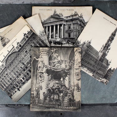 RARE! Antique Brussels Postcards - Bruxelles City Center Carte Postales - Set of 5 Oversized Postcards - 7