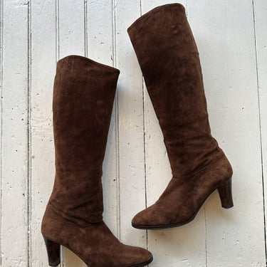 1970s Perfect Italian Chocolate Suede Boots 