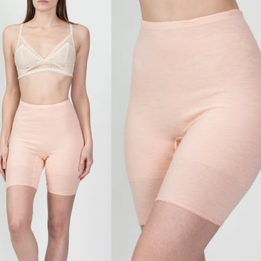 Vintage Peach Pink Knit Knickers - Small to Medium | 80s German Retro High Waisted Bloomers 