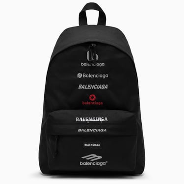 Balenciaga Black Recycled Nylon Explorer Backpack With Logos Women