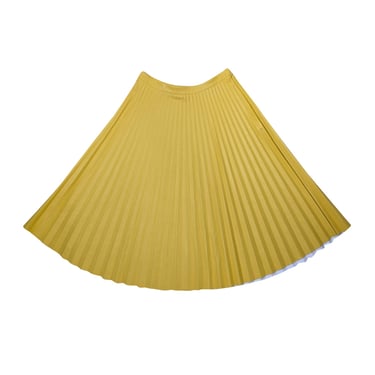 Proenza Schouler - Yellow Pleated Faux Leather Midi Skirt Sz 10