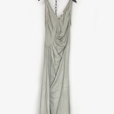 Long Draped Detail Silk Blend Dress