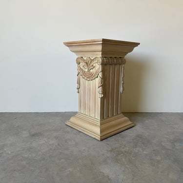 Hollywood Regency Carved Wood Pedestal 