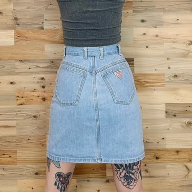 Waist 27 Guess Acid Wash Denim Skirt Vintage 1980s 80s Light Wash