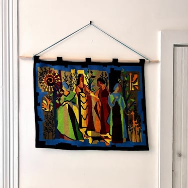 French needlepoint panel titled ‘Four Seasons’ ~ 1970’s 