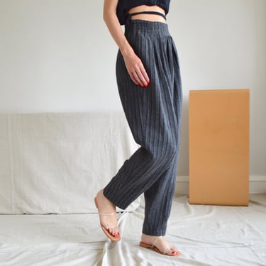 wool blend pleated black and grey trouser / 26w 
