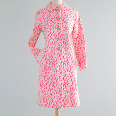 Fantastic Palm Beach Pink Brocade Coat From Joseph Magnin / Medium