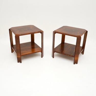 Pair of Art Deco Burr Walnut Side Tables