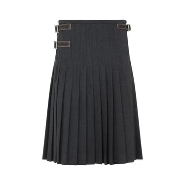 Prada Virgin Wool Midi Skirt Women