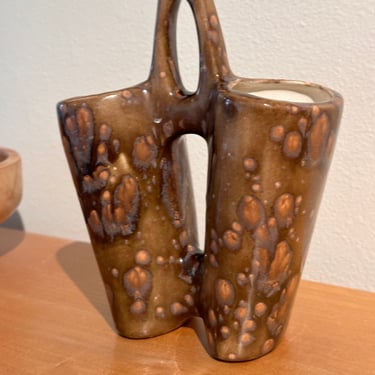 Vintage Handmade Double Vase Pottery Ikebana 