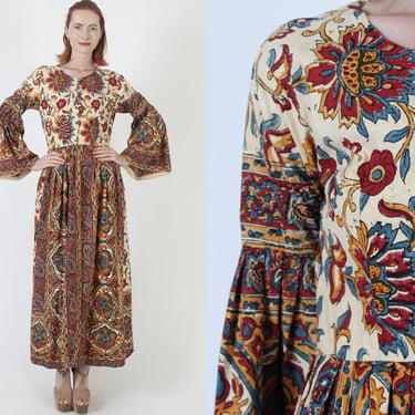 chinese dress ladies Vintage Floral Linen Cotton Maxi Dress – Women’s 1950s Inspired Prom & Bridesmaid Dress 0665 Floral / Xs