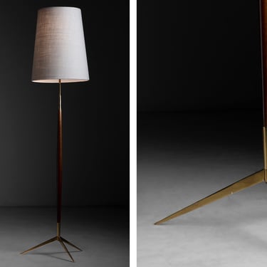 Brass &amp; Wood Floor Lamps