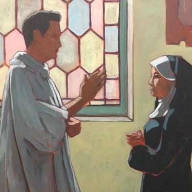 Priest and Nun  |  Original Acrylic Painting on Deep Edge Canvas 40"x30" 