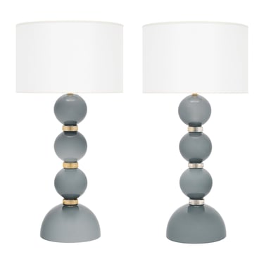 Gray Murano Glass “Incamiciato” Table Lamps