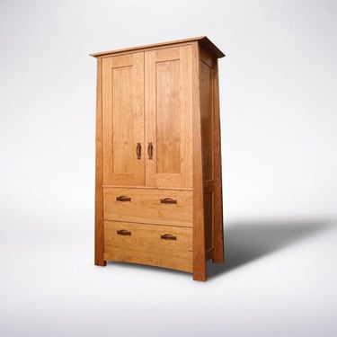 Enso Armoire - Handmade in Columbus, Ohio- Solid Wood Bedroom Dresser in White Oak, Cherry, Maple, and Walnut 