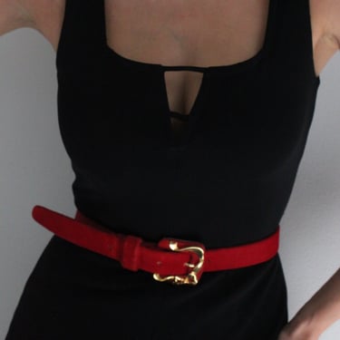 Vintage Poppy Red Suede Belt