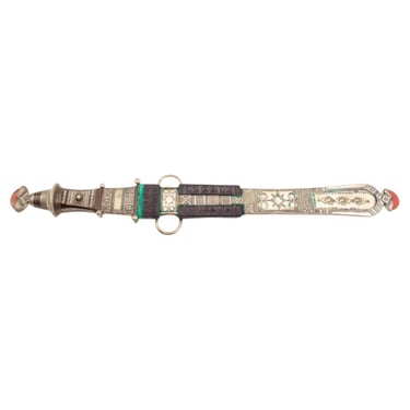 North African Tuareg Silver Dagger with Carnelian