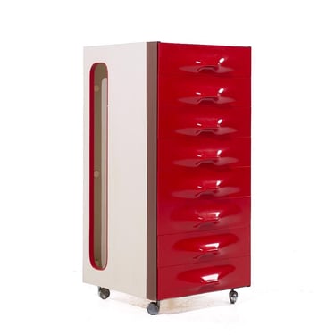 Raymond Loewy for Doubinsky Frères DF 2000 Mid Century Red Fiberglass Valet Cabinet - mcm 