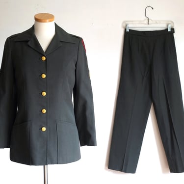 Vintage Women's Army Gabardine Dress Suit 70s 80s 