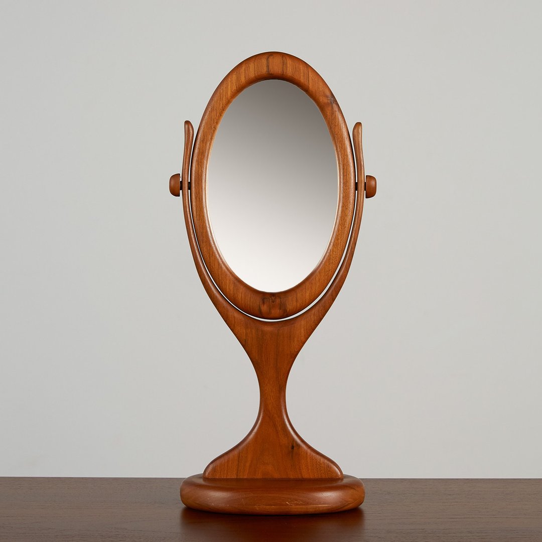 Walnut Free Standing Vanity Mirror Den Los Angeles, CA
