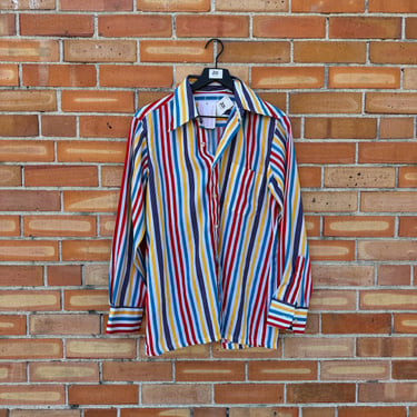 vintage 80s christian dior vertical striped button down / m medium 