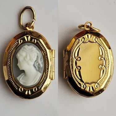 Vintage Victorian Revival Locket Pendant with Cameo  - Vintage Locket - Vintage Accessories 