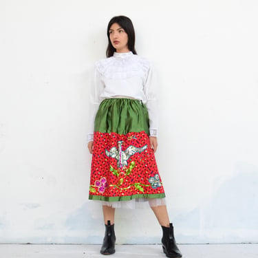 Vintage Mexican Skirt. Hand Embroidered Skirt 