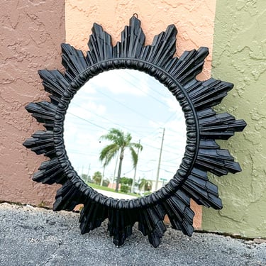 Black Regency Style Sunburst Mirror