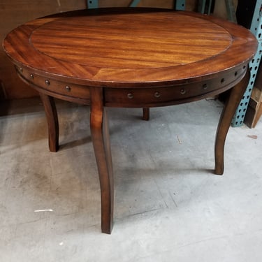 Round Wood Table with Decoraive