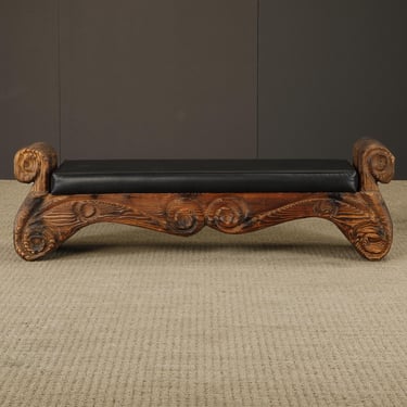 Vintage Mid-Century Tiki Polynesian Carved Wood Bench By | Idyllic ...