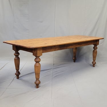 Antique Style English Rustic Pine 8' Long Farmhouse Dining Table