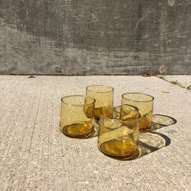 Vintage Amber Rocks Glasses (set of 4) 