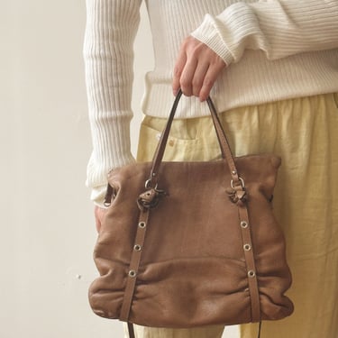 Taupe Distressed Y2K Leather Bag