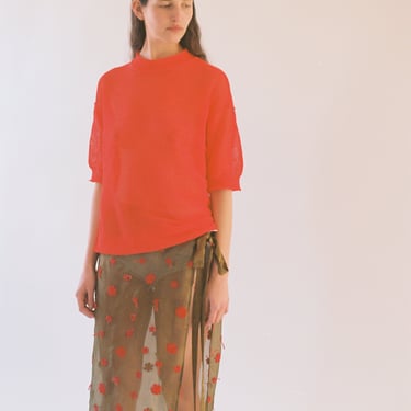 Knot Flowers Wrap Skirt in Army and Red