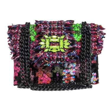 Kurt Geiger - Pink & Multicolor Tweed & Sequin Crossbody Bag