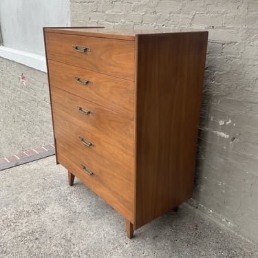 MCM Walnut Chest with Metal Pulls