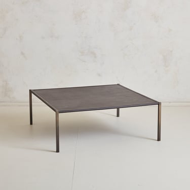 Italian Brown Leather Square Coffee Table, Early 21st Century - 2 Available
